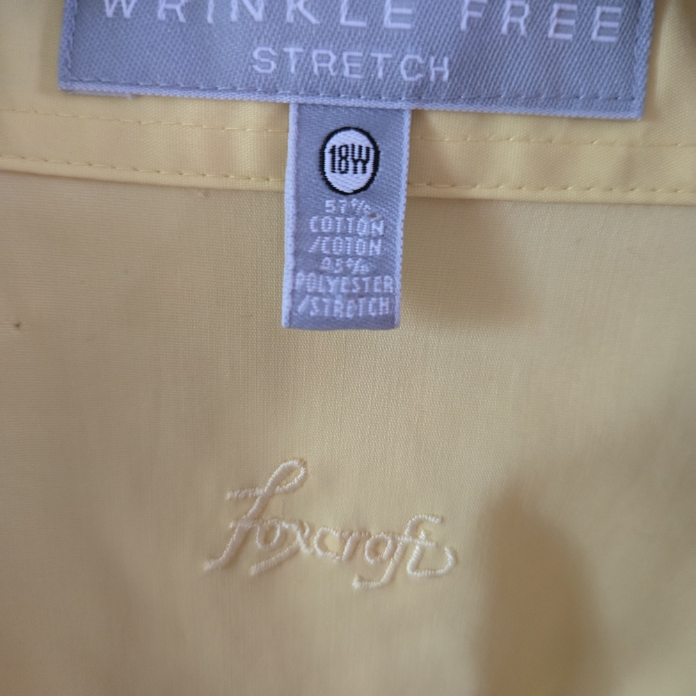 Foxcroft Soft Lemon Yellow Button-Front Shirt - Picture 5 of 6